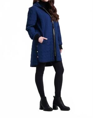 NEW NIKKI JONES lightweight hooded puffer coat in navy